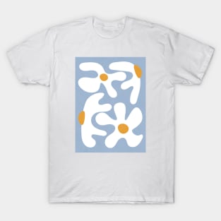 Abstract Flowers White Blue 2 T-Shirt